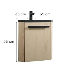 Ensemble lave-mains d'angle suspendu SKINO avec robinet noir