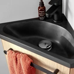 Ensemble lave-mains d'angle suspendu SKINO avec robinet noir