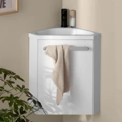 Ensemble lave-mains d'angle suspendu SKINO avec robinet noir