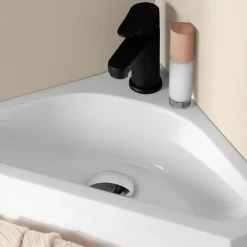 Ensemble lave-mains d'angle suspendu SKINO avec robinet noir