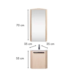 Ensemble lave-mains d'angle SKINO suspendu avec armoire miroir