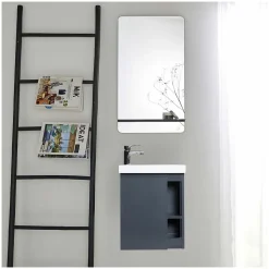 Ensemble lave-mains HAMPTON avec robinet chromé et miroir