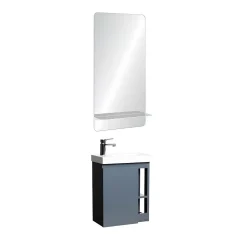 Ensemble lave-mains HAMPTON avec rangement latéral et miroir tablette