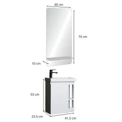 Ensemble lave-mains HAMPTON avec robinet chromé et miroir