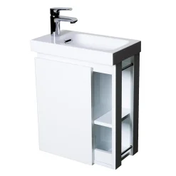 Ensemble lave-mains HAMPTON avec robinet chromé et miroir