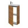 Ensemble lave-mains l.45 cm meuble à poser Imandra décor noyer + plan vasque résine blanc