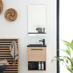 Ensemble lave-mains NIKA avec niche, robinet et miroir tablette