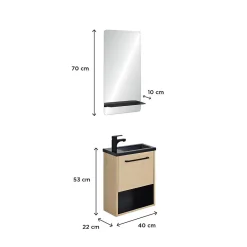 Ensemble lave-mains NIKA avec niche et miroir tablette