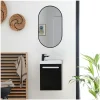 Ensemble lave-mains suspendu NEVADA avec robinet noir et miroir ovale