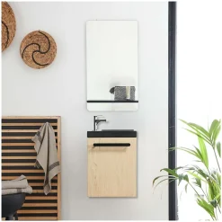 Ensemble lave-mains suspendu NEVADA avec robinet et miroir