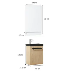 Ensemble lave-mains suspendu NEVADA avec robinet et miroir