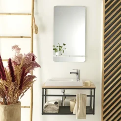 Ensemble lave-mains WILO grande largeur avec robinet et miroir 60cm