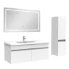 Ensemble meuble + vasque + miroir lumineux + colonne 100cm meuble salle de bain Blanc