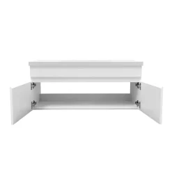 Ensemble meuble + vasque + miroir lumineux + colonne 100cm meuble salle de bain Blanc