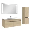 Ensemble meuble + vasque + miroir lumineux + colonne 100cm meuble salle de bain Chêne Wotan