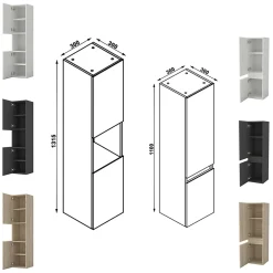 Ensemble meuble de salle de bains 80cm, simple vasque et colonne et LED miroir,chêne