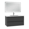 Ensemble meuble de salle de bain avec tiroirs 100cm, vasque céramique et LED miroir, anthracite