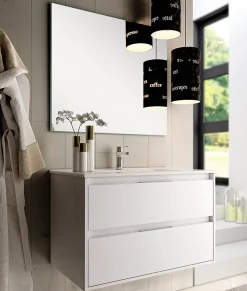 Ensemble meuble de salle de bain 80cm simple vasque + colonne de rangement IRIS - blanc