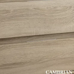 Ensemble meuble de salle de bain 120cm vasque déportée + colonne de rangement OLYMPE - cambrian (chêne)
