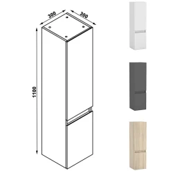 Ensemble meuble de salle de bain 80cm, vasque céramique + colonne + LED miroir rectangulaire, anthracite