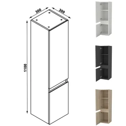 Ensemble meuble de salle de bains 100cm, simple vasque + colonne + LED miroir,chêne