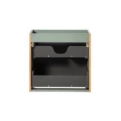 Ensemble meuble double vasque 140cm 4 tiroirs miroirs LED colonne et 3 armoires murales Jade Vert et Bois