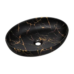 Ensemble meuble double vasque 140cm 2 niches miroirs LED et colonne Gaia Bois et Noir - Vasque Noir