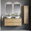 Ensemble meuble double vasque 120cm et colonne Viggo Bois