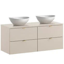 Ensemble meuble double vasque 120cm et colonne Azel Cachemire