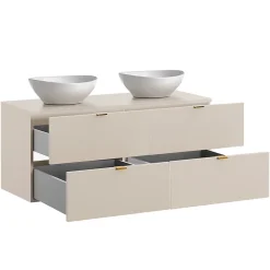 Ensemble meuble double vasque 120cm et colonne Azel Cachemire