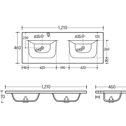 Ensemble meuble double vasque encastree 120cm et colonne Gaia Bois