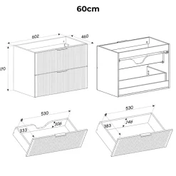 Ensemble meuble double vasque encastree 120cm et colonne Gaia Bois