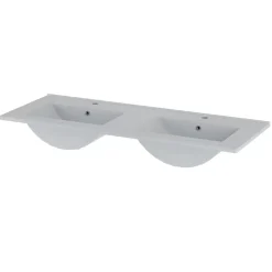 Ensemble meuble double vasque encastree 120cm et colonne Tao Bois