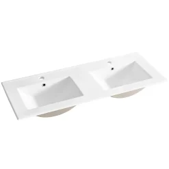 Ensemble meuble double vasque encastree 120cm et colonne Azel Cachemire