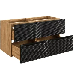 Ensemble meuble double vasque 120cm 4 tiroirs et colonne Elora Noir et bois Cloud