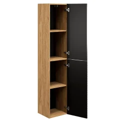 Ensemble meuble double vasque 120cm 4 tiroirs et colonne Elora Noir et bois Cloud