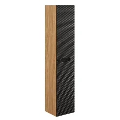 Ensemble meuble double vasque 120cm 4 tiroirs et colonne Elora Noir et bois Cloud