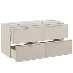 Ensemble meuble double vasque encastree 120cm et colonne Alba Cachemire