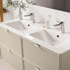 Ensemble meuble double vasque encastree 120cm et colonne Alba Cachemire