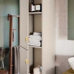 Ensemble meuble double vasque encastree 120cm et colonne Alba Cachemire