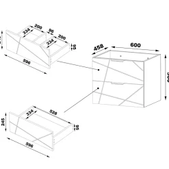 Ensemble meuble double vasque 140cm 2 niches et colonne Teren Bois