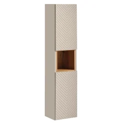 Ensemble meuble double vasque 160cm 4 tiroirs colonne et 3 armoires murales Manoa Cachemire et Bois