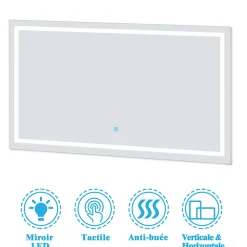 Ensemble meuble et vasque et miroir lumineux 80cm meuble salle de bain Blanc