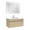 Ensemble meuble et vasque et miroir lumineux 80cm meuble salle de bain Chêne Wotan