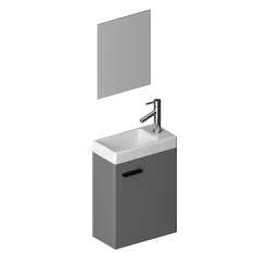 Ensemble Meuble Lave Mains Gris 41x50x22cm + Miroir - SMALLY GREY