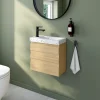 Ensemble meuble lave-mains Etty effet chêne l.44 cm + plan vasque lave-mains terrazzo