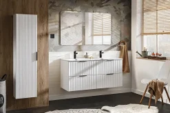 Ensemble meuble lave-mains suspendu ADEL blanc avec le lavabo FIKA 40 cm