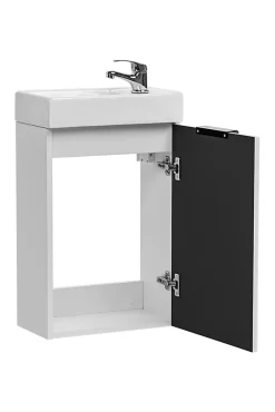 Ensemble meuble lave-mains suspendu ADEL blanc avec le lavabo FIKA 40 cm