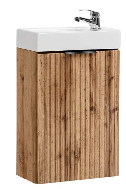 Ensemble meuble lave-mains suspendu ADEL chêne avec le lavabo FIKA 40 cm