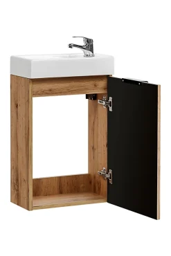Ensemble meuble lave-mains suspendu ADEL chêne avec le lavabo FIKA 40 cm